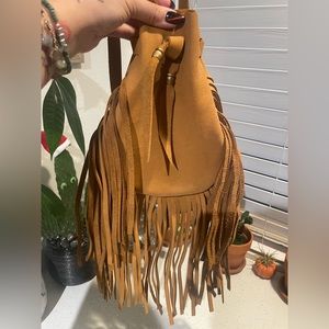 Sweetgrass leather fringe bag